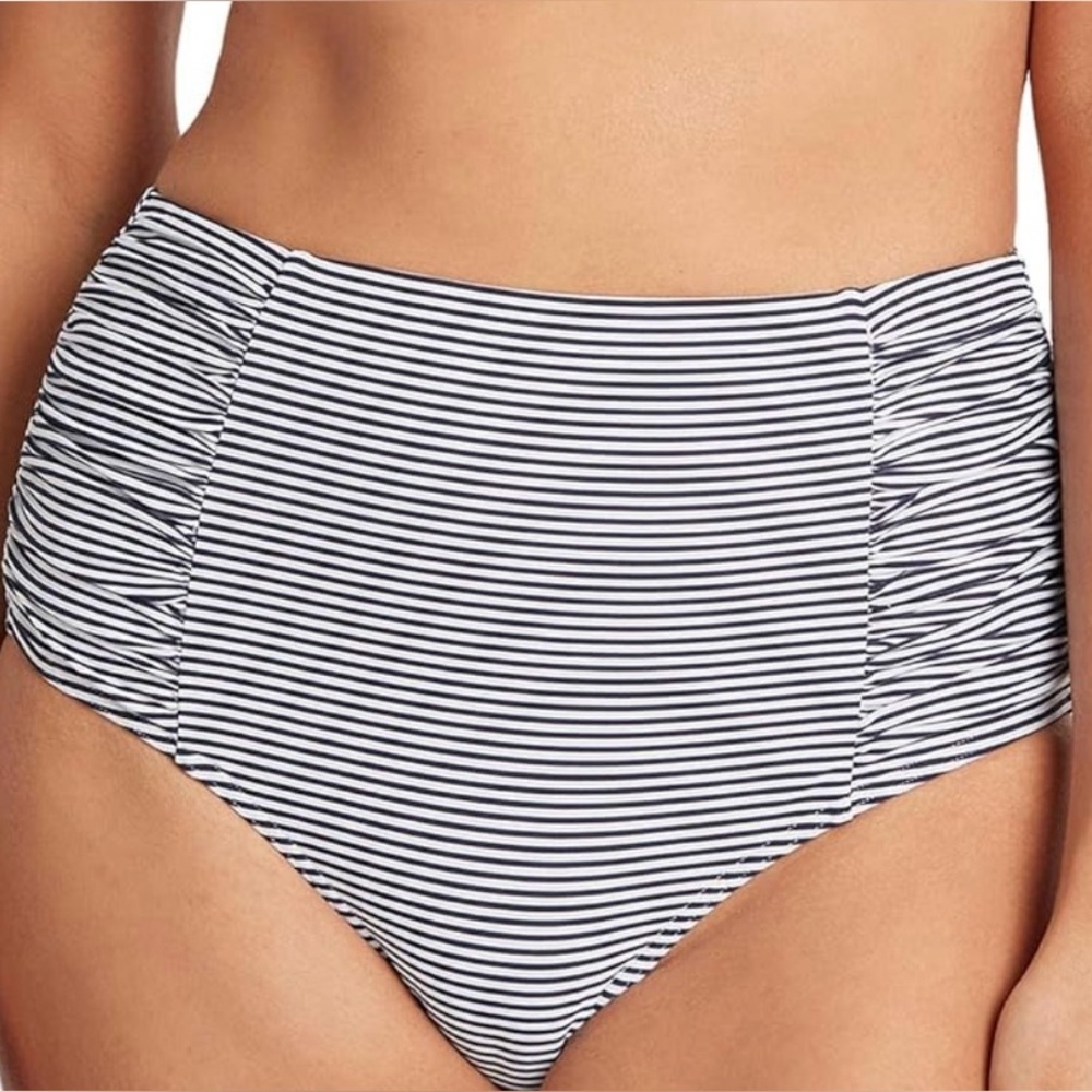 NWT Sea Level Positano Stripe High Waist Ruched Side Bikini Bottom